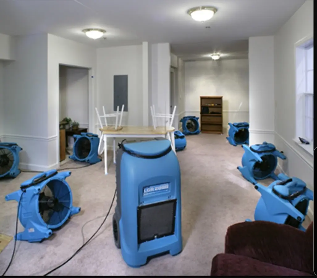 Air movers and dehumidifier setup for Water Extraction & Removal in Westfield